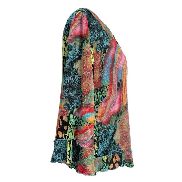 Pleats Collection By Pings Imports Size Large  Top Blouse Colorful Artsy Art - Picture 4 of 7